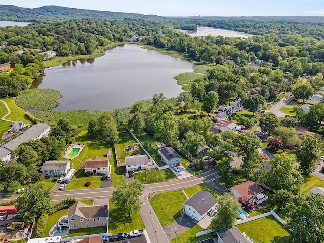 125 Lakewood Dr, Congers, NY 10920 - aerial perspective of suburban area featuring a large body of water and a heavily wooded area