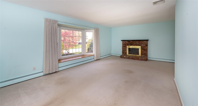 37 Lincoln Dr, Poughkeepsie, NY 12601 - unfurnished living room featuring a baseboard heating unit, visible vents, and carpet flooring