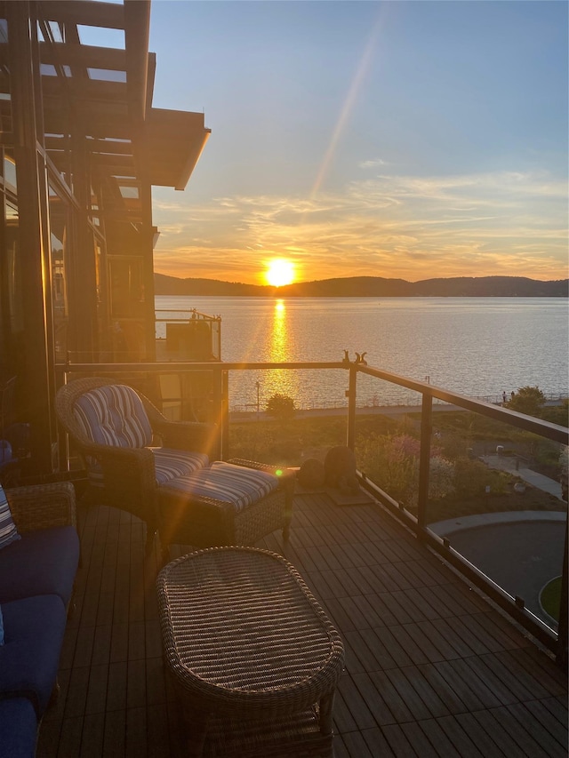 exterior space featuring a water view