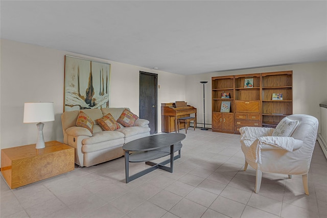 9 Salonga Woods Rd, Northport, NY 11768 - living area with baseboard heating and light tile patterned flooring