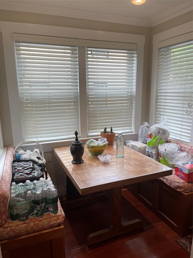 20815 38th Ave, Bayside, NY 11361 - dining area with wood finished floors and ornamental molding