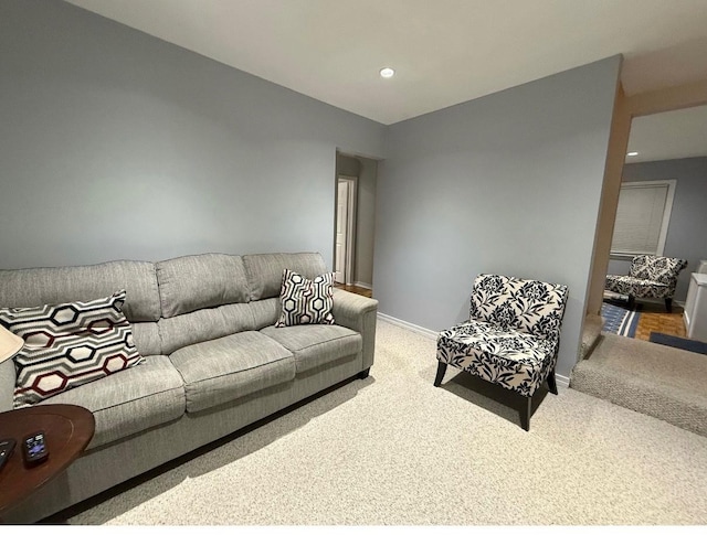 186 Stuart Rd, Valley Stream, NY 11581 - living area with recessed lighting, carpet floors, and baseboards