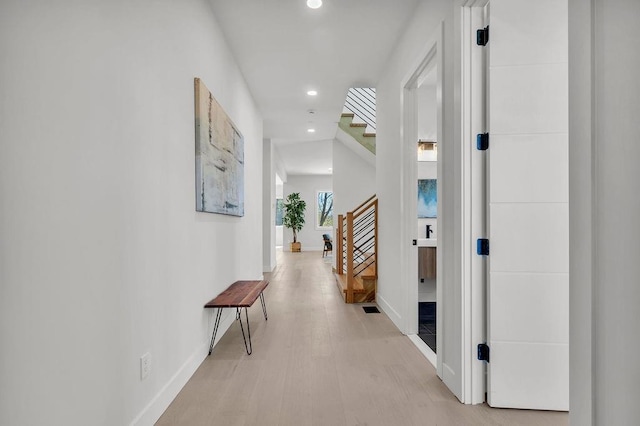 123 N Riverside Ave, Croton-On-Hudson, NY 10520 - hall with recessed lighting, baseboards, and stairs