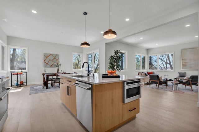 123 N Riverside Ave, Croton-On-Hudson, NY 10520 - kitchen with dishwasher, light wood-style flooring, a sink, and modern cabinets