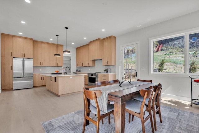 123 N Riverside Ave, Croton-On-Hudson, NY 10520 - dining area featuring recessed lighting, light wood-style flooring, and baseboards