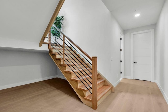 123 N Riverside Ave, Croton-On-Hudson, NY 10520 - stairs with recessed lighting, wood finished floors, and baseboards