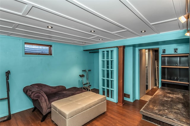 118 Noel Dr, Centereach, NY 11720 - interior space with wood finished floors, baseboards, and recessed lighting