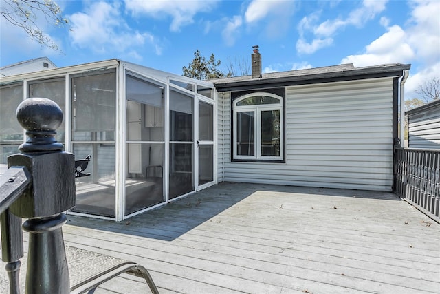 118 Noel Dr, Centereach, NY 11720 - wooden terrace featuring a sunroom