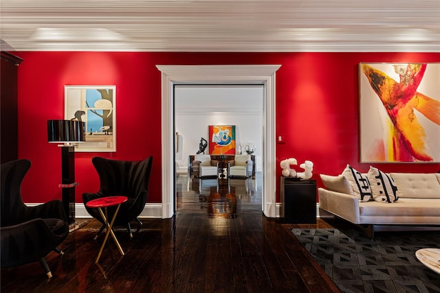 2 Fargo Ln, Irvington, NY 10533 - living area featuring wood-type flooring, ornamental molding, and baseboards