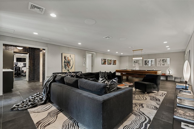 2 Fargo Ln, Irvington, NY 10533 - living area featuring crown molding, recessed lighting, and pool table