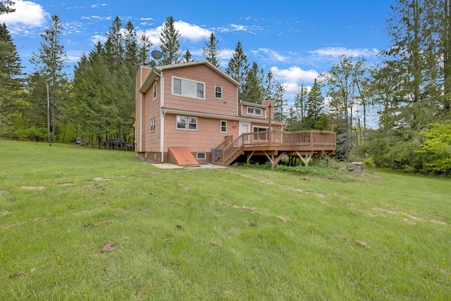 85 Woodard Rd, Parksville, NY 12768 - rear view of house with a deck, a yard, and a chimney