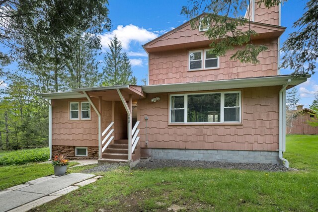 85 Woodard Rd, Parksville, NY 12768 - view of front of property with a front yard and a chimney