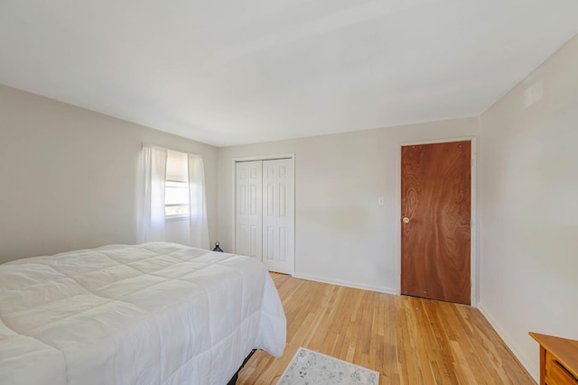 7 Hedge Ln, Centereach, NY 11720 - bedroom with baseboards, a closet, and light wood finished floors