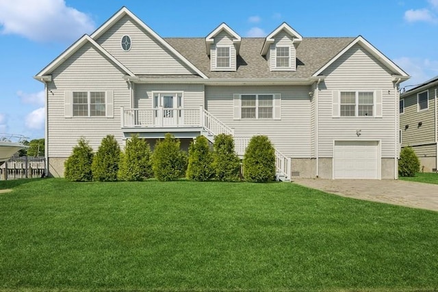 10 Delta Rd, Massapequa, NY 11758 - view of front of property with an attached garage, a front yard, driveway, and a shingled roof