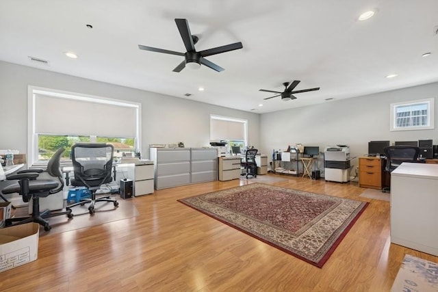 10 Delta Rd, Massapequa, NY 11758 - office space featuring ceiling fan, recessed lighting, and light wood-style flooring