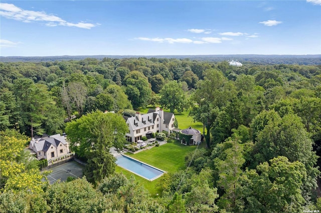 aerial view with a forest view