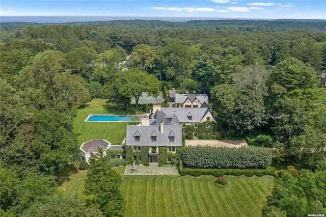 aerial view with a forest view