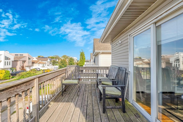 deck with a residential view