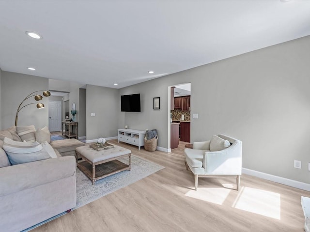 54 Hidden Ridge Dr, Syosset, NY 11791 - living area with baseboards, light wood-style floors, and recessed lighting
