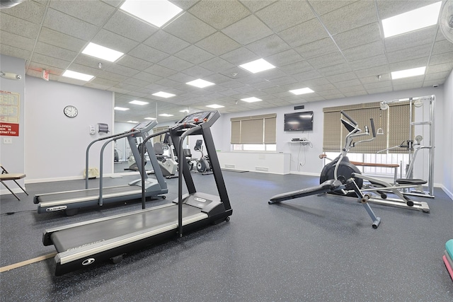 1270 N Ave Unit 3E, New Rochelle, NY 10804 - workout area with baseboards and a drop ceiling