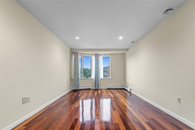 120-06 Riviera Ct Unit 17B, College Point, NY 11356 - unfurnished room with hardwood / wood-style flooring, baseboards, a baseboard radiator, and recessed lighting