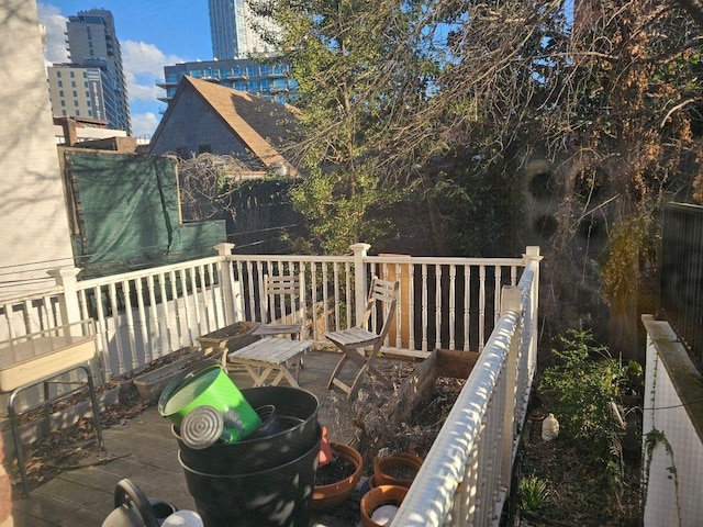 deck with a city view