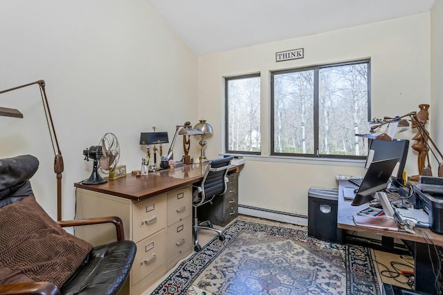 20 Schoolhouse Rd, Waccabuc, NY 10597 - office space with lofted ceiling and a baseboard radiator
