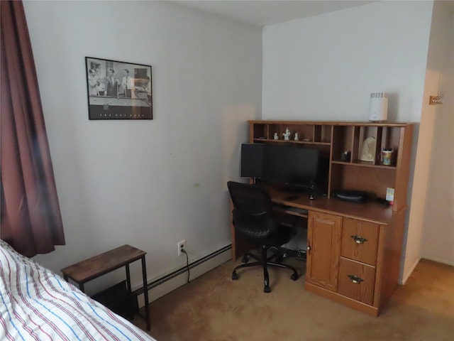 565 18th St, West Babylon, NY 11704 - bedroom with baseboard heating and light carpet