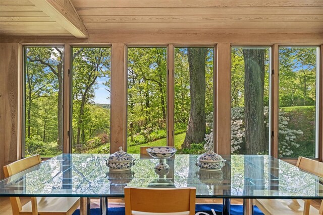 1391 Hunterbrook Rd, Yorktown Heights, NY 10598 - sunroom / solarium with wooden ceiling and healthy amount of natural light