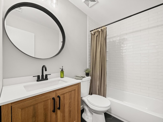 31 Pennsylvania Ave, Valley Cottage, NY 10989 - bathroom featuring toilet, vanity, tile patterned floors, and shower / bath combination with curtain