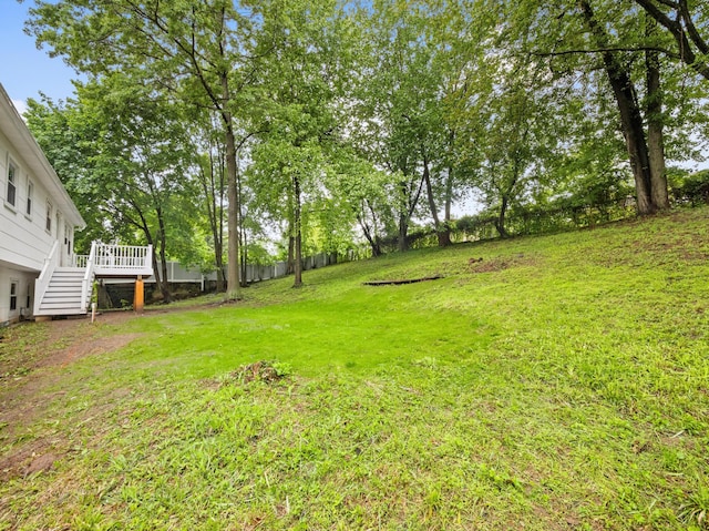 31 Pennsylvania Ave, Valley Cottage, NY 10989 - view of yard featuring stairs and a wooden deck