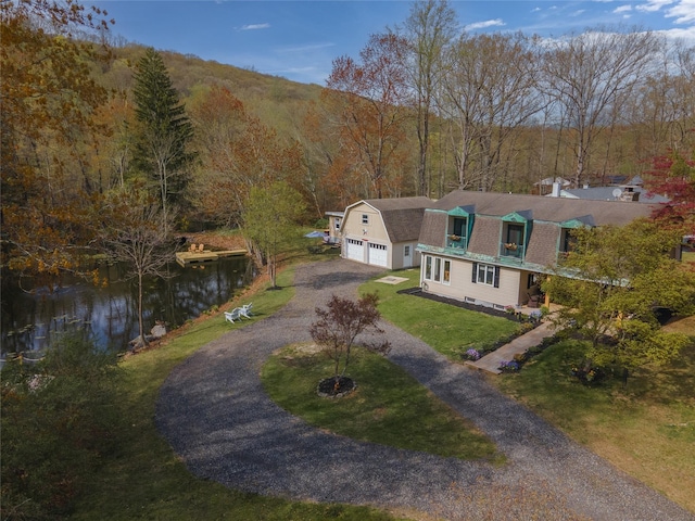 1712 Lakes Rd, Monroe, NY 10950 - aerial view with a water view and a wooded view