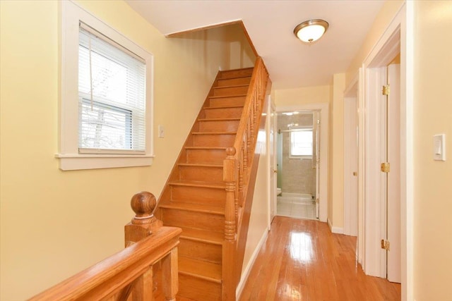 224-40 Fairbury Ave, Queens Village, NY 11428 - stairs with wood finished floors and baseboards