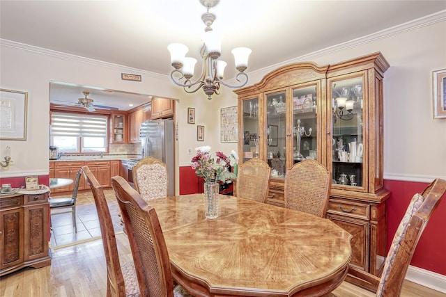 176 Kearsing Pkwy, Monsey, NY 10952 - dining area with a chandelier, crown molding, ceiling fan, and light wood-style flooring