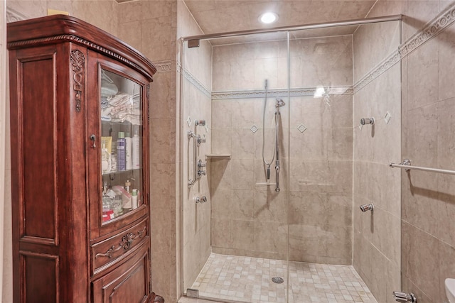 176 Kearsing Pkwy, Monsey, NY 10952 - bathroom featuring a stall shower and recessed lighting