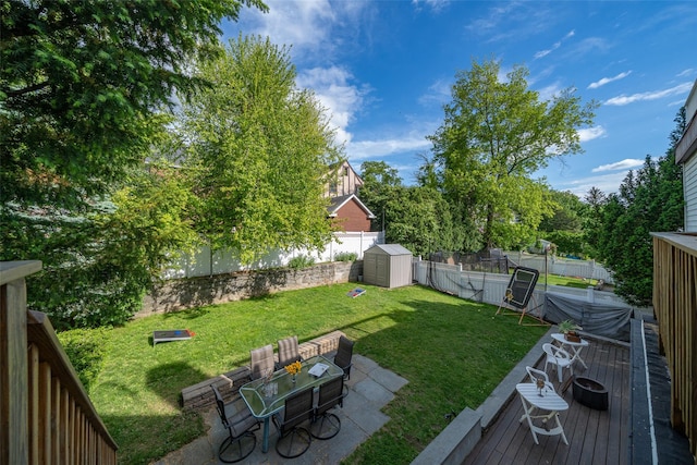 116 Oakland Ave, Tuckahoe, NY 10707 - view of yard featuring an outdoor fire pit, a wooden deck, outdoor dining area, and a patio area