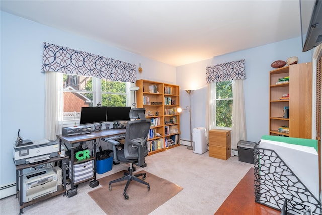 116 Oakland Ave, Tuckahoe, NY 10707 - office space with healthy amount of natural light, a baseboard heating unit, and carpet