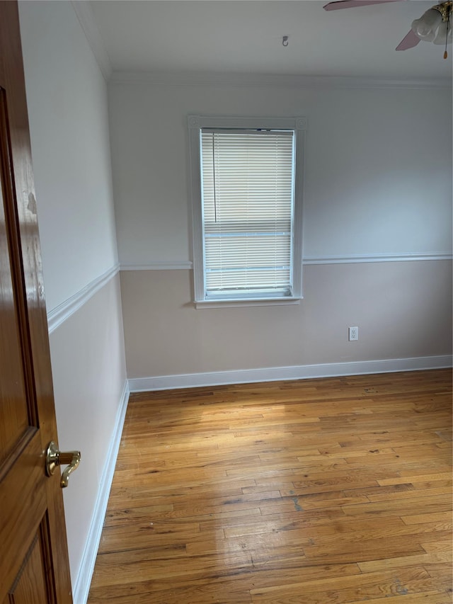 93-30 246th St, Bellerose Terrace, NY 11001 - empty room with ceiling fan, baseboards, crown molding, and hardwood / wood-style floors