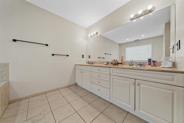 6 Fountayne Ct, Washingtonville, NY 10992 - full bath featuring double vanity, a sink, tile patterned floors, and baseboards