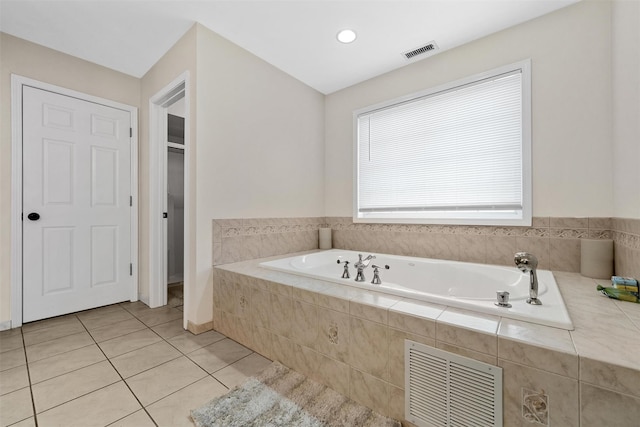 6 Fountayne Ct, Washingtonville, NY 10992 - bathroom featuring a garden tub, visible vents, and tile patterned floors