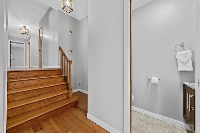 200 Fort Hill Rd, Scarsdale, NY 10583 - staircase featuring baseboards