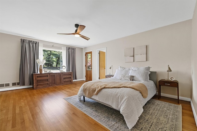 200 Fort Hill Rd, Scarsdale, NY 10583 - bedroom featuring light wood-type flooring, baseboards, and ceiling fan