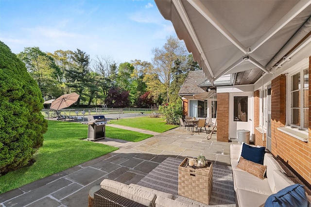 200 Fort Hill Rd, Scarsdale, NY 10583 - view of patio / terrace with outdoor lounge area, area for grilling, and outdoor dining area