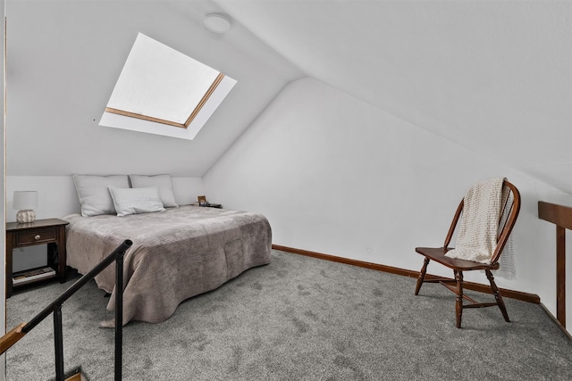 200 Fort Hill Rd, Scarsdale, NY 10583 - bedroom featuring a skylight, vaulted ceiling, carpet floors, and baseboards