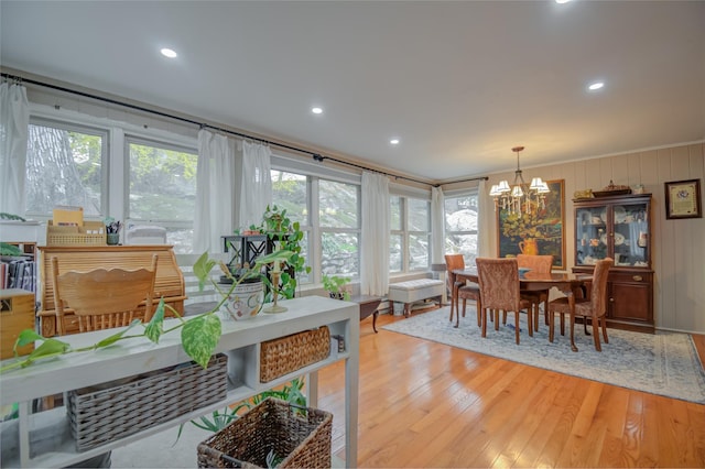 25 Evergreen Rd, Putnam Valley, NY 10579 - dining space featuring light wood finished floors, plenty of natural light, recessed lighting, and a chandelier