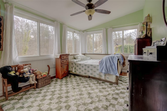 25 Evergreen Rd, Putnam Valley, NY 10579 - bedroom featuring ceiling fan, lofted ceiling, and carpet flooring