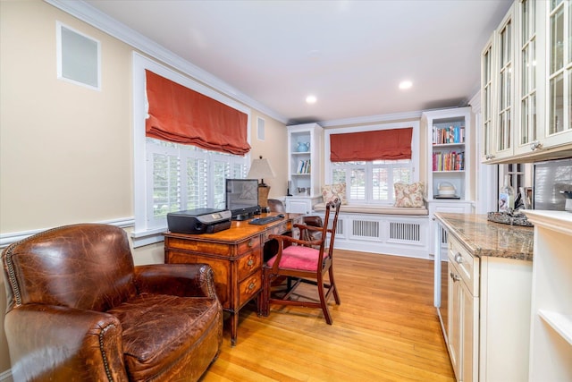 169 Hempstead Ave, Rockville Centre, NY 11570 - office space with recessed lighting, ornamental molding, and light wood-style flooring