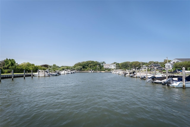 view of dock featuring a water view