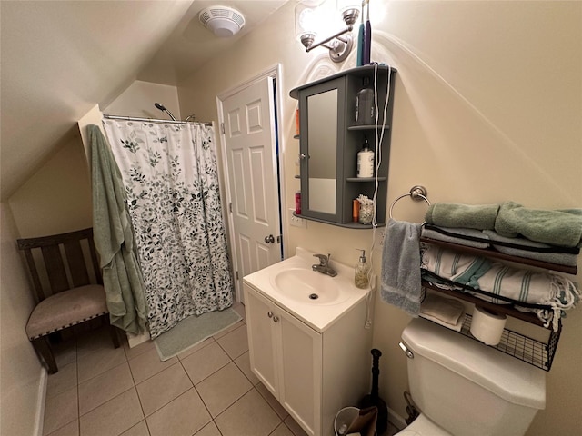 487 Southwoods Dr, Monticello, NY 12701 - full bathroom featuring tile patterned floors, vanity, curtained shower, and toilet