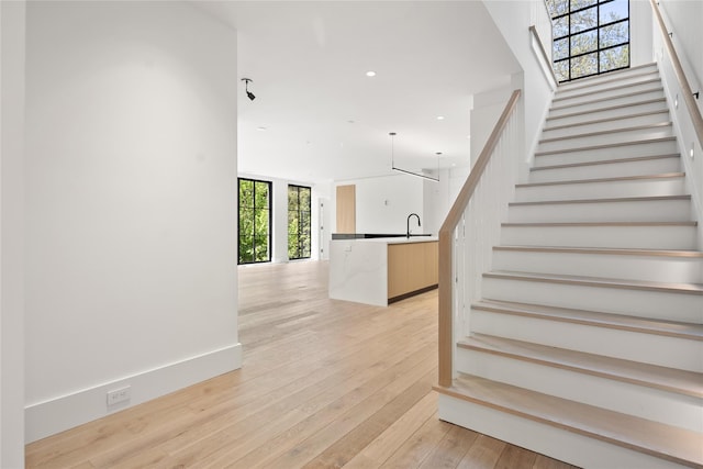 41 Richmondville Ave Unit Duplex 2, Call Listing Agent, CT 06880 - stairs featuring hardwood / wood-style floors and recessed lighting